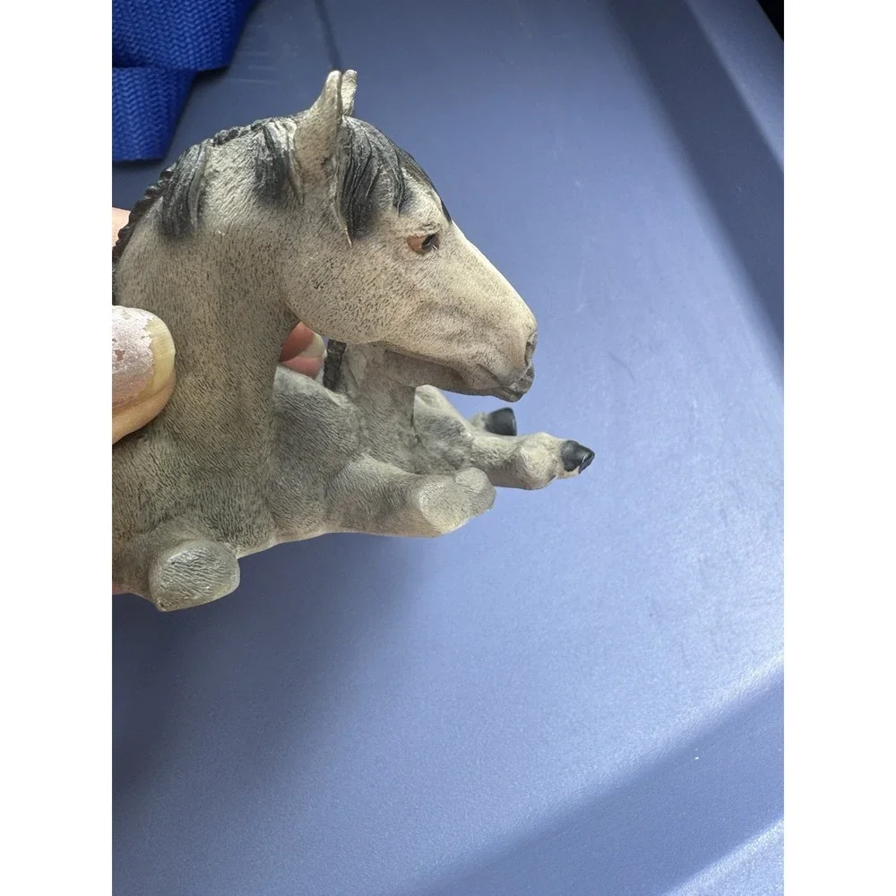 Vtg 1988 Castagna Italy Gray Horse Mare Foal Resin Figurine Equestrian Decor